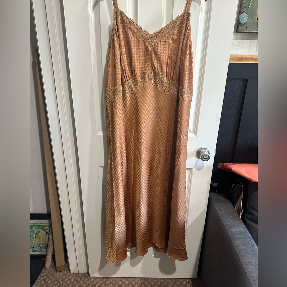 Torrid Brown Midi Slip Dress for Cocktail Nights